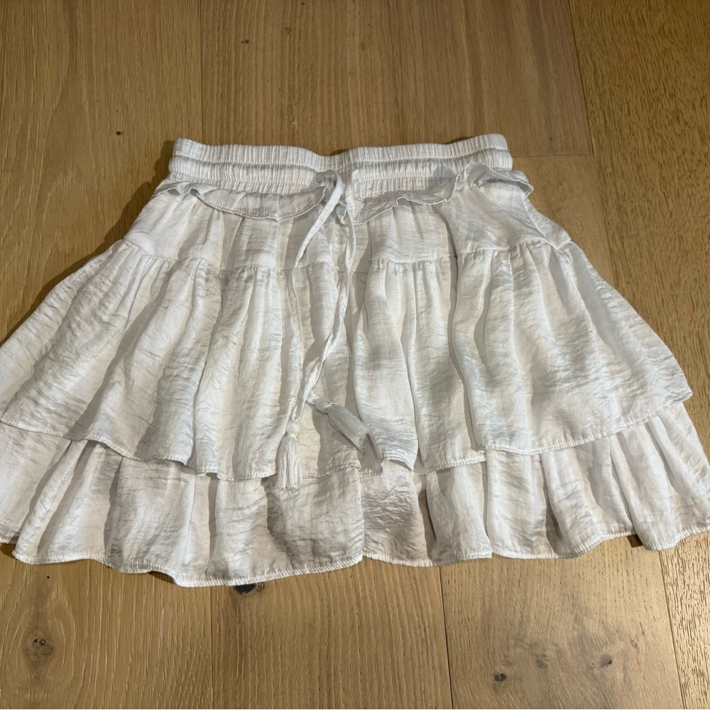 American Threads White Smocked Skater Mini Skirt S